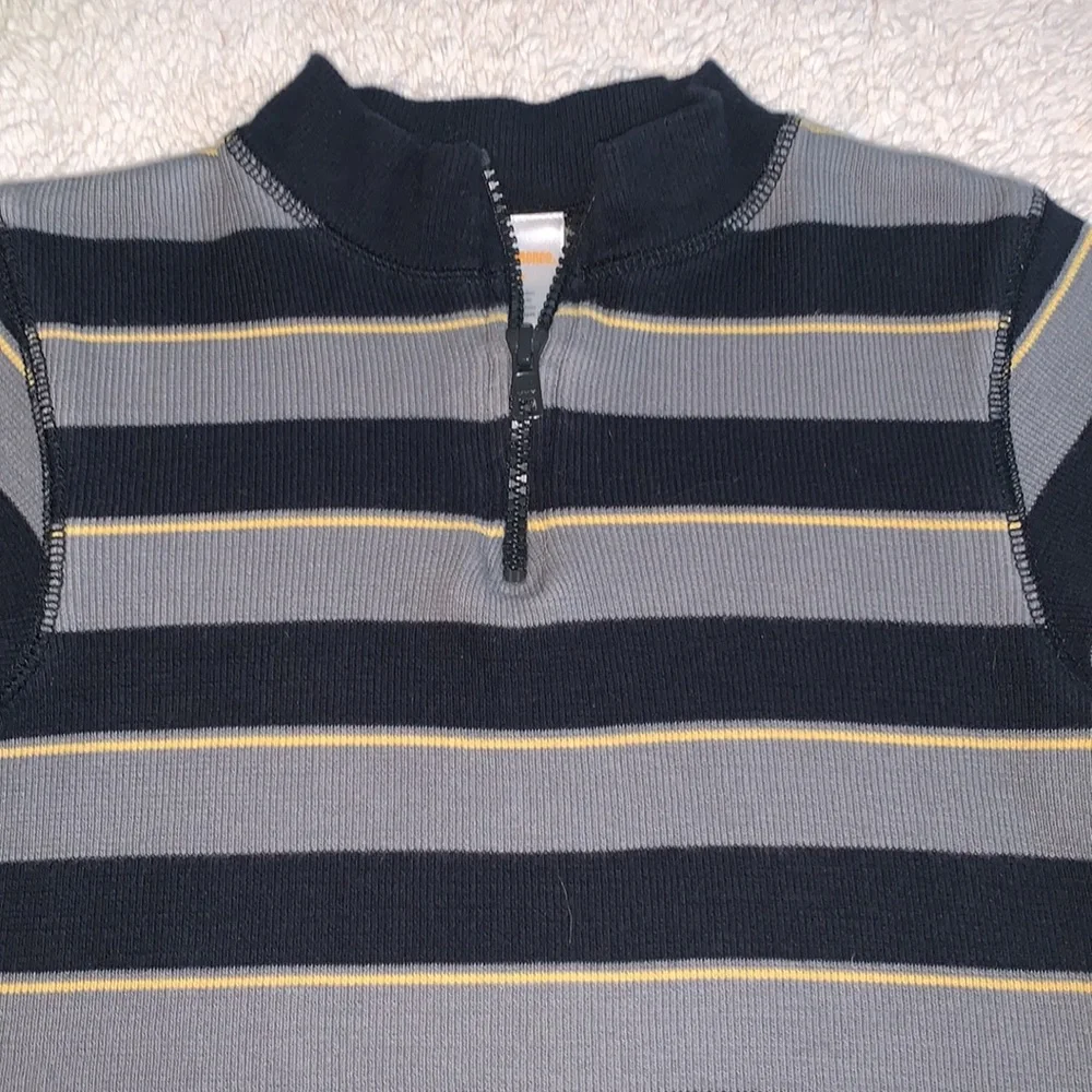 Gymboree Gray & Black Striped Sweater 3T EUC Quarter Zip Top
